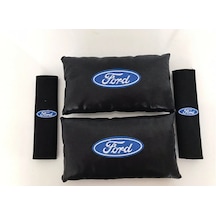 Ford Uyumlu Nakışlı Yarım Deri 1 Çift Boyun Yastık Ve 1 Çift Keme