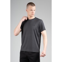 Maraton Regular Erkek Bisiklet Yaka Siyahmelanj T-shirt Siyah - Melanj