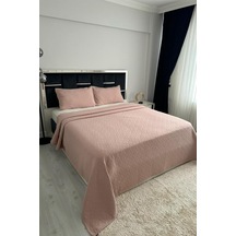 Powderlove 3 Parça Çift Kişilik Yatak Örtüsü 235x250 Cm Pudra Pudra