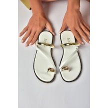 Fox Shoes Y291700103 Beyaz Hakiki Deri Kadın Terlik