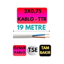 Öznur 2x0,75 Ttr Kablo Metre Seçenekli Beyaz - 19 Metre