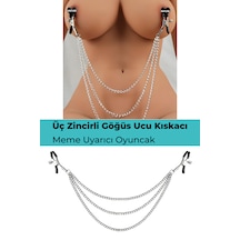 Üç Zincirli Nipple Clamp Ayarlanabilir Meme Ucu Kıskacı Metal Zincirli Göğüs Uyarıcı Set Siyah