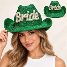 Yeşil Bride Gelin Şapkası Parıltılı Bekarlığa Veda Şapkası Diğer