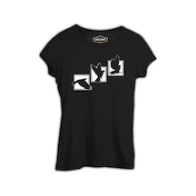 Birds Flying Against Frames Siyah Kadın Tshirt 001