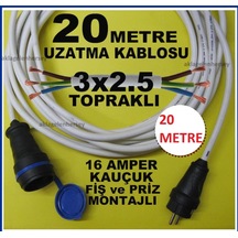 Kauçuk Fiş Priz 3X2.5 Sağlam Uzatma Kablosu 20 M