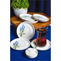 Heda Porselen Lavanta 6'lı Porselen Çay Tabağı Seti Kırık Beyaz