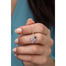 925 Ayar Gümüş Mor Üzüm Salkımı Kolye Rose Gold