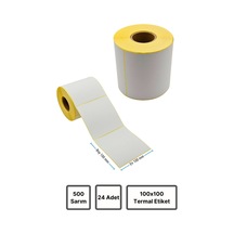 Termal Barkod Etiketi 100x100mm 24 Rulo 500 Sarım Ribonsuz Kargo, Depo Termal Yazıcılar 1