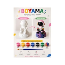 Astronot Boyama Seti Çocuk Boyama Etkinlik Seti 6 Renk Akrilik Boya + Fırça Boyanabilir Dekoratif Figür