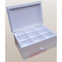 Hobi Adn Dekoratif Makyaj Kutu Çekmece Bölmeli Ahşap Mdf Beyaz Lake Boya El Yapım