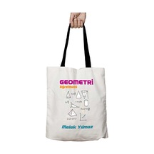 Art Hediye Siyah Kulplu Kişiye Özel Geometri Öğretmeni Hipotenüs Yıkanabilir Okul Omuz Çanta Çok Renkli