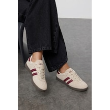 V.S.H Velvet Kadın Bej-bordo Süet Kadın Retro Spor Ayakkabı Te02-2441