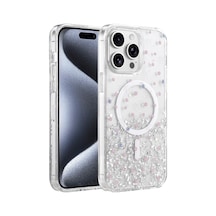 Onegif Apple İphone 15 Pro Max Misk Simli Magsafe Kapak - Desen 1 - Desen 1