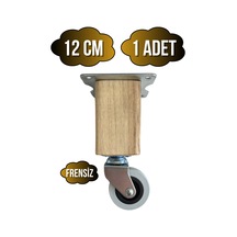 Kale Ahşap Tekerli Ayak Mobilya Masa Dolap Tekerli Ayağı Frensiz 12cm Ceviz Ağacı 1 Adet Açık Ceviz