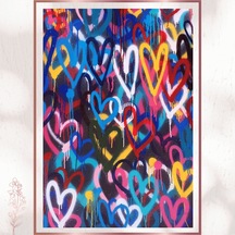 Graffiti Kalpler - Renkli Aşk Dolu Sokak Sanatı Pvc Tablo