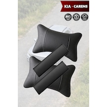 Kia Carens Uyumlu Siyah Deri Yastık Deri Kemer Koruyucu Lüks Set