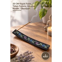 3 Adet Obsidian Taşı Kayık Tütsülük 25 Cm Kayık Form, Tütsü Tutucu, Incense Holder, Obsidyen