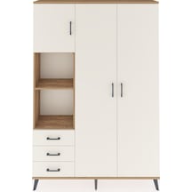 Arges Dolap 6 Raflı 3 Çekmeceli Tek Askılı 132x30x195 Çam-aytaşı/aytaşı Aytası/aytası