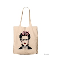 Frida Kahlo Portre - 5 Kanvas Bez Çanta Çok Renkli