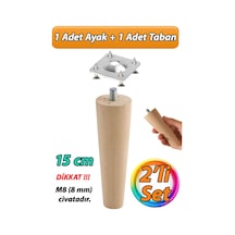 Ahşap Ayak 15 Cm 2'li Set M8 Civatalı Bağlantı Aparatlı Dolap Mobilya Koltuk Kanepe Destek Ayağı Aya Diğer