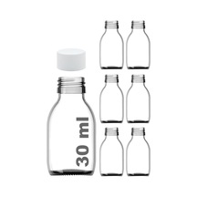 Ayrex 30 Ml Sızdırmaz Kapaklı Şeffaf Shot Şişesi 30 Cc Ginger Şat Beyaz Cam Şişe 6 Adet Kilitsiz Plastik Beyaz Genel