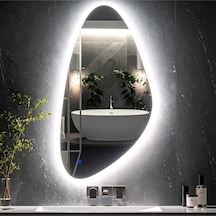 Alvora Beyaz Led'li Lazer Kumlamalı Lavabo & Banyo Aynası Dokunmatik Sensörlü 80 X 40 Cm
