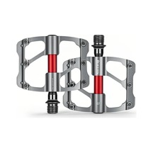 Vkemall Alüminyum Bisiklet Pedalları, 3 Kaynaklı, 12 Anti-kayma Tırnaklı, Dayanıklı, Tüm Bisikletlere Uygun, Gümüş