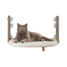 Cam Yatağı Vantuzlu Kedi Cam Yatağı Pugalo Vantuzlu Yatak Krem