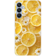 Samsung Galaxy A25 Uyumlu Limon Dilimleri Ve Papatya Desenli Baskılı Silikon Kılıf Renkli