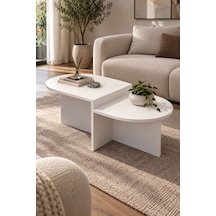 Sulorahome Kademeli Oval Orta Sehpa Beyaz