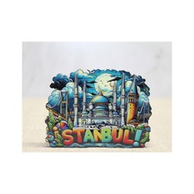2 Adet Ahşap Magnet İstanbul Temalı Dekoratif Ahşap Mıknatıs, Buzdolabı Süsü, Fridge Magnet, 9,5 X 9 Cm