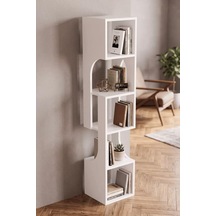 Falez Kitaplık Ahşap Dekoratif Raf 5 Katlı Modern Çok Amaçlı Kitaplık Salon Ofis Kitaplığı - Beyaz 7067 Diğer