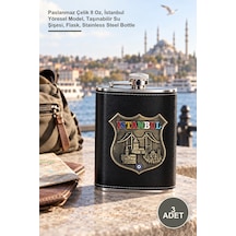 3 Adet Matara Paslanmaz Çelik 8 Oz, İstanbul Yöresel Model, Taşınabilir Su Şişesi, Flask, Stainless Steel Bottle