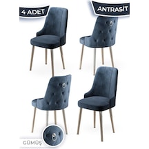 Canisa Newa Serisi 4 Adet Antrasit Sandalye 1.sınıf Babyface Kumaş Gümüş Kaplama Metal Ayaklı Sandalye Antrasit Ayaklar Gümüş