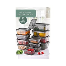 KitchenLife Kitchenlife 12'li Dikdörtgen Mikrodalga İçi Saklama Kabı 1600ML-900ML-400ML Sebze Meyve Et Tavuk Saklama Kabı