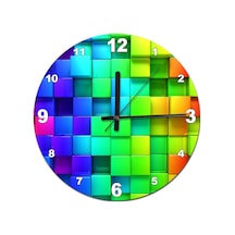 Renkli Kutular Akarlı Duvar Saati Çok Renkli