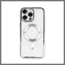 Bezos İphone 16 Pro Uyumlu Kılıf Kross Magneticsafe Kapak - Gümüş Mmbz