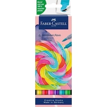 Faber-Castell Goldfaber Aqua Çift Uçlu Markör 6'lı Candy Set,Su Bazlı,Fırça ve Fineliner Uçlu,Yıkanabilir Mürekkep