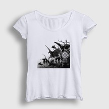 Presmono Kadın Doom Him T-shirt Beyaz