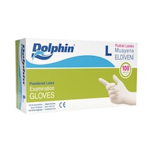 Dolphin Lateks Muayene Eldiveni Pudralı 100 Adet Beyaz L 6'li Avantaj Paketi - 6 Adet Tarı