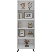 Simple Kitaplık 5 Raflı 60x30x176 Beyaz Beyaz