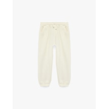Koton Cep Detaylı Lastikli Oversize Jogger Eşofman Altı Ekru 7wmb40044tk
