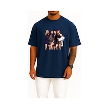 Bahriyeli Collection Oversize Blackpınk Magazine Gq K-pop Elle Göğüs Tasarımlı Unisex T-shirt Lacivert
