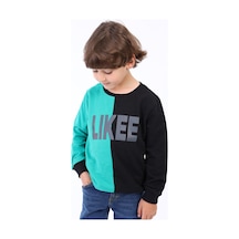 Toontoy Kids Toontoy Erkek Çocuk İki Renkli Baskılı Sweatshirt Yeşil