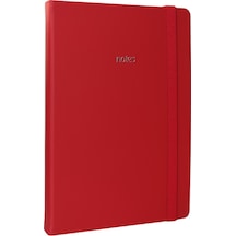 Bujo Defter Vegan Deri , 96 Yaprak, 160 Gr. Beyaz Kağıt ,cepli ,lastikli Kırmızı