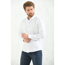 Slim Fit Uzun Kol Oxford Hediye Kutulu Kolay Ütülenebilir Erkek Gömlek - Beyaz-1511