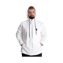 Mode Xl Büyük Beden Softshell Waterproff Kapüşonlu Mont 21235 Beyaz 001
