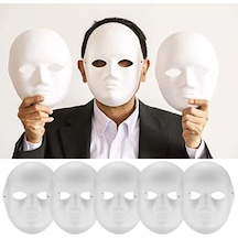 Beyaz Renk Boyanabilir Anonim Tam Yüz Cosplay Maske 24x18 Cm 2 Yaş Mavi