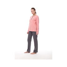 Pijadore 1538 Kadın Yaka Düğmeli Uzun Kollu Pijama Takım 001