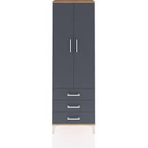 Arges Dolap 4 Raflı 3 Çekmeceli 2 Kapaklı 60x30x182 Çam-antrasit Çam